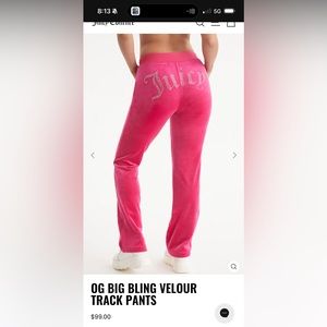 juicy couture OG big bling velour track pants